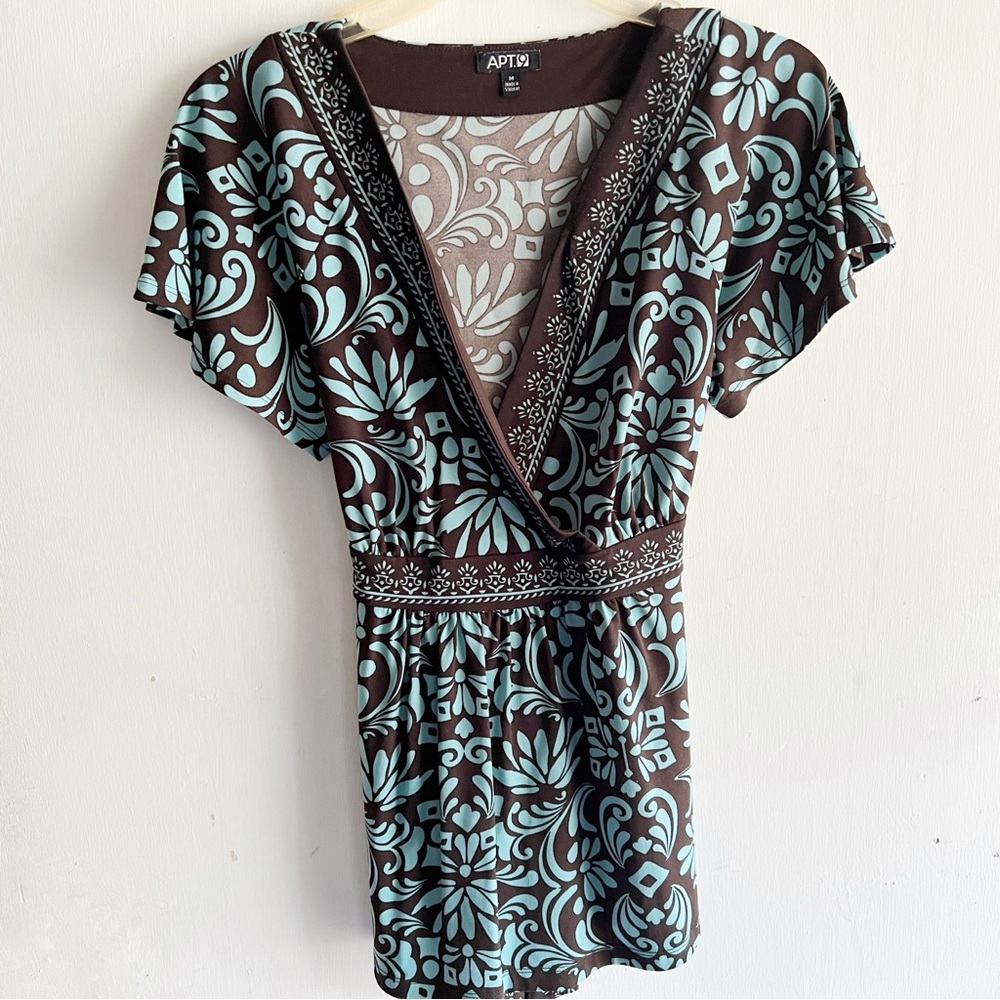Apt 9 Blue Floral Tunic Size Medium Tie Back Fairycore Whimsygoth - Picture 3 of 5